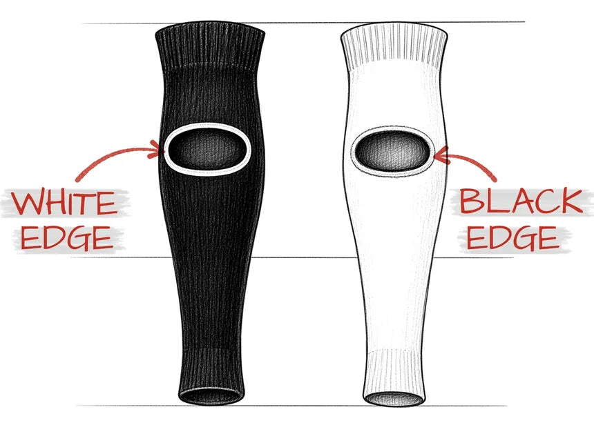 Pencil sketch of black and white PX VENT sleeves with contrast edges