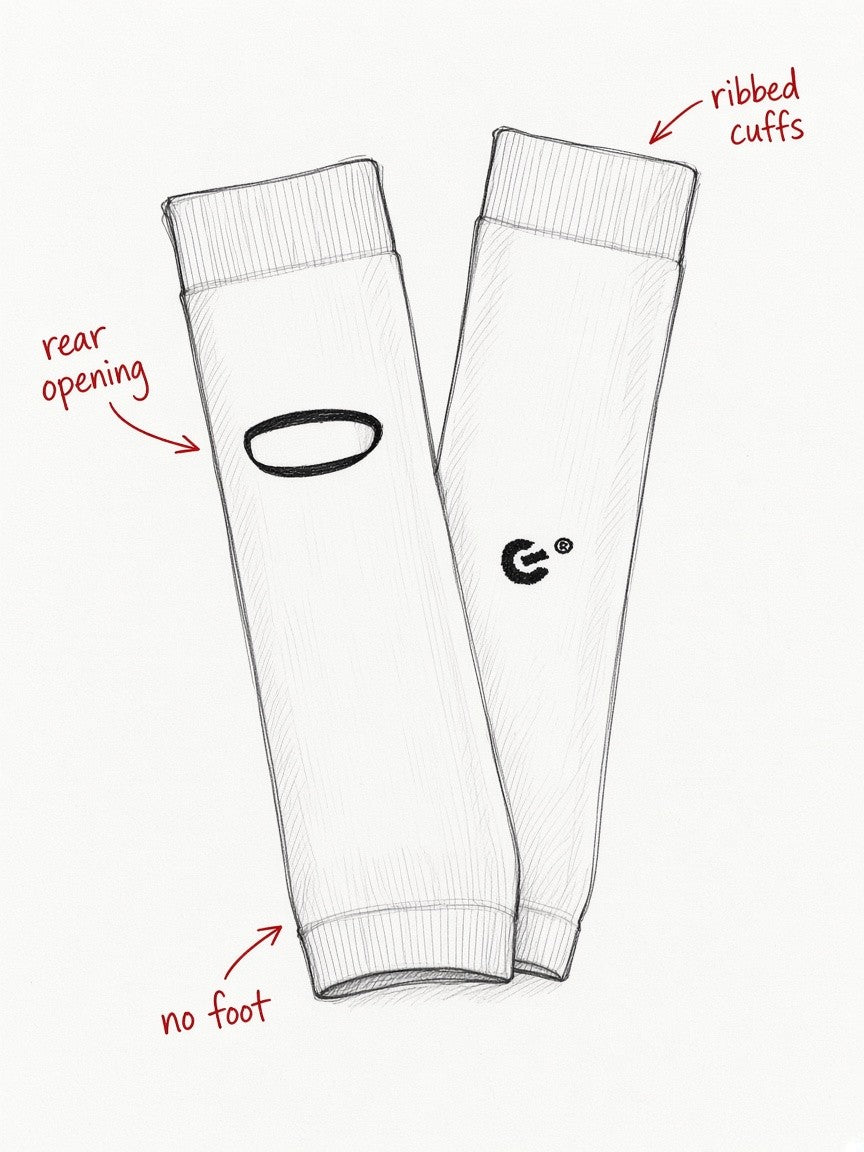 Pencil sketch of PX VENT sock sleeves